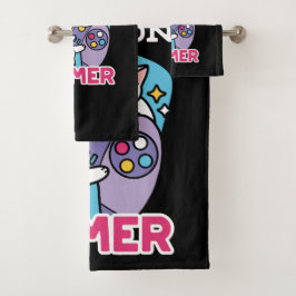 Cat Gamer Design - Purer On Gamer Joystick Art Badhandtuch Set