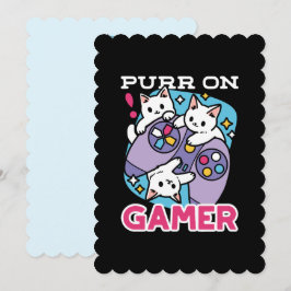 Cat Gamer Design - Purer On Gamer Joystick Art Feiertagskarte