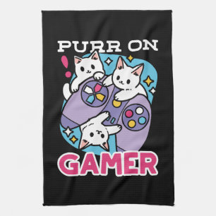 Cat Gamer Design - Purer On Gamer Joystick Art Geschirrtuch