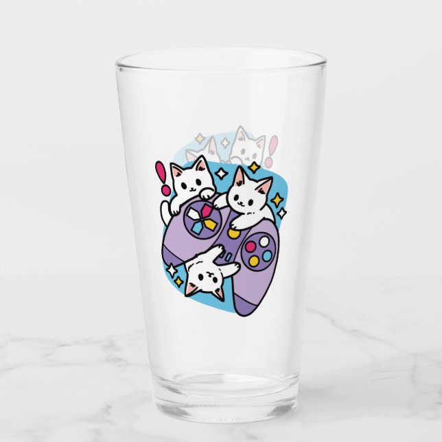 Cat Gamer Design - Purer On Gamer Joystick Art Glas (Vorderseite)