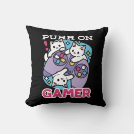 Cat Gamer Design - Purer On Gamer Joystick Art Kissen
