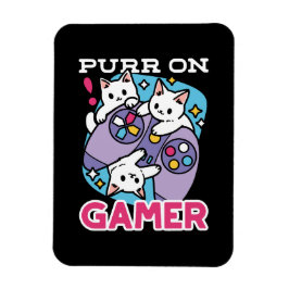 Cat Gamer Design - Purer On Gamer Joystick Art Magnet
