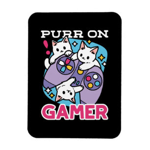 Cat Gamer Design - Purer On Gamer Joystick Art Magnet