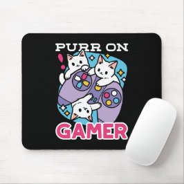 Cat Gamer Design - Purer On Gamer Joystick Art Mousepad