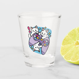 Cat Gamer Design - Purer On Gamer Joystick Art Schnapsglas