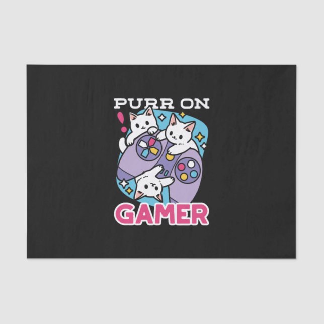 Cat Gamer Design - Purer On Gamer Joystick Art Seidenpapier (Vorderseite)