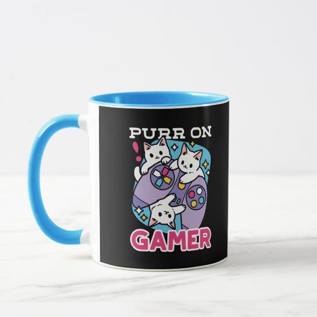 Cat Gamer Design - Purer On Gamer Joystick Art Tasse (Links)