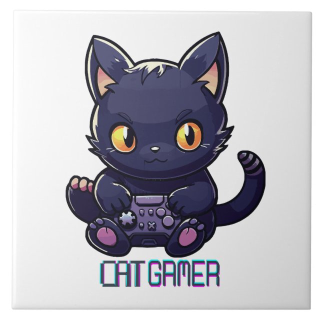 Cat Gamer Fliese (Vorderseite)