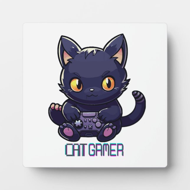 Cat Gamer Fotoplatte (Vorderseite)