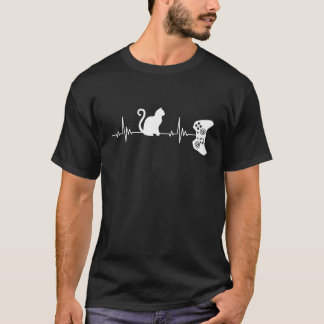 Cat Gamer Heartbeat T-Shirt