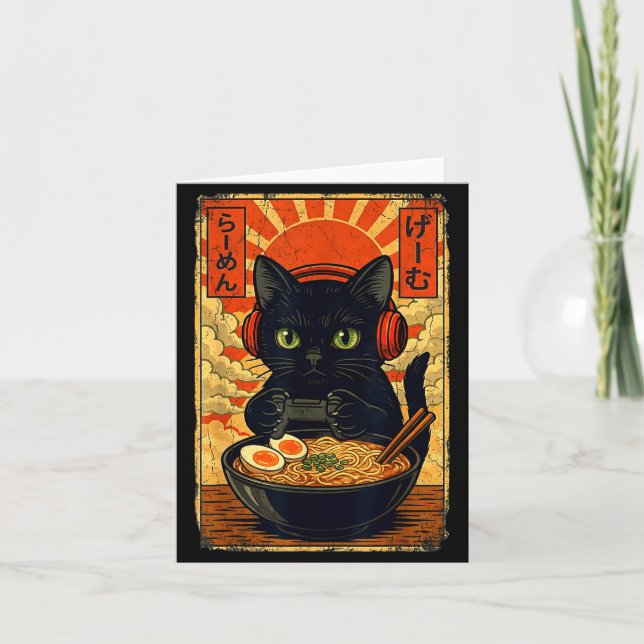 Cat Gamer Men Anime Kawaii Funny Gaming Headset Ca Karte (Vorderseite)