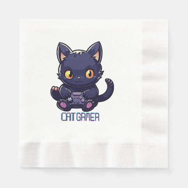 Cat Gamer Serviette (Vorderseite)