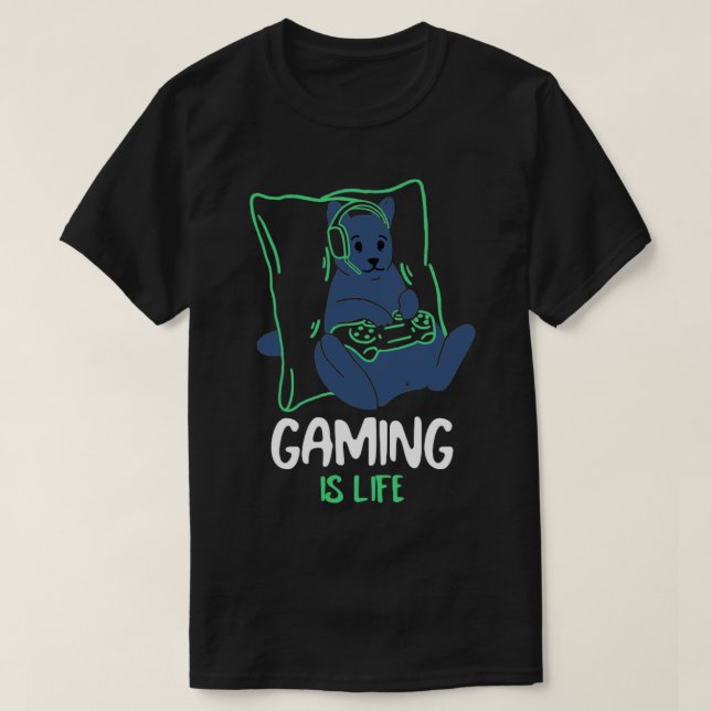 Cat Gaming is Life Gamer Tshirt (Design vorne)