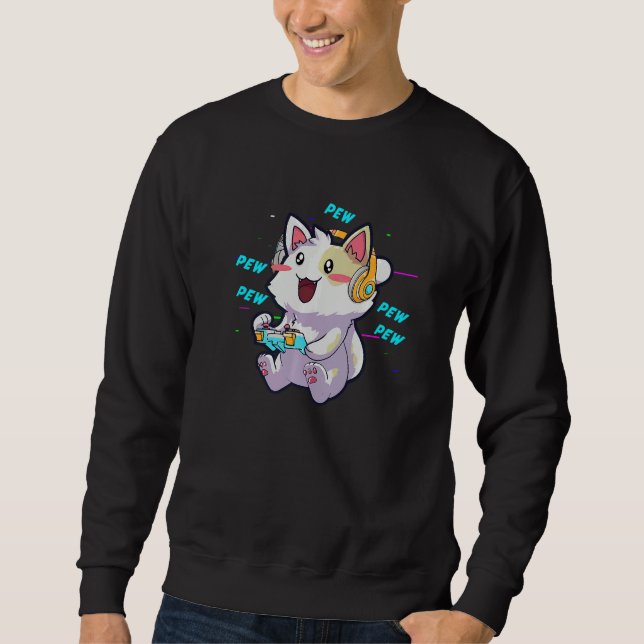 Cat Gaming  Video Games  Nerd Girl Sweatshirt (Vorderseite)