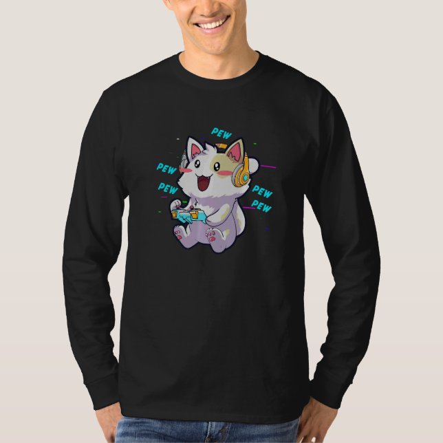 Cat Gaming  Video Games  Nerd Girl T-Shirt (Vorderseite)