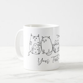 Cat Gang Line Art Cartoon Illustration Kaffeetasse