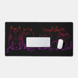 Cat Gang Line Art Cartoon Illustration Schreibtischunterlage