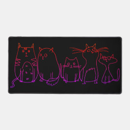 Cat Gang Line Art Cartoon Illustration Schreibtischunterlage