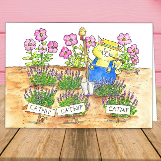 Cat Gardener Greeting Karte