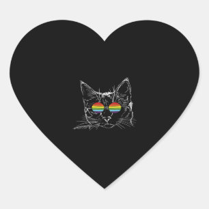 Cat Gay Pride LGBT Rainbow Sonnenbrille Herz-Aufkleber