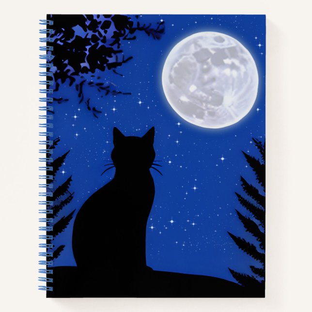 Cat Gazing im Full Moon Journal Notizbuch (Vorderseite)