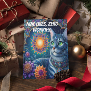 Cat Gazing Under a Starry Sky um Mitternacht Postkarte