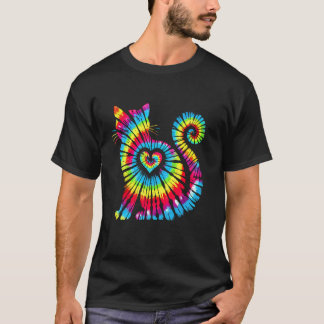 Cat Gefärbte Krawatte Herzlich farbenfrohe Haustie T-Shirt