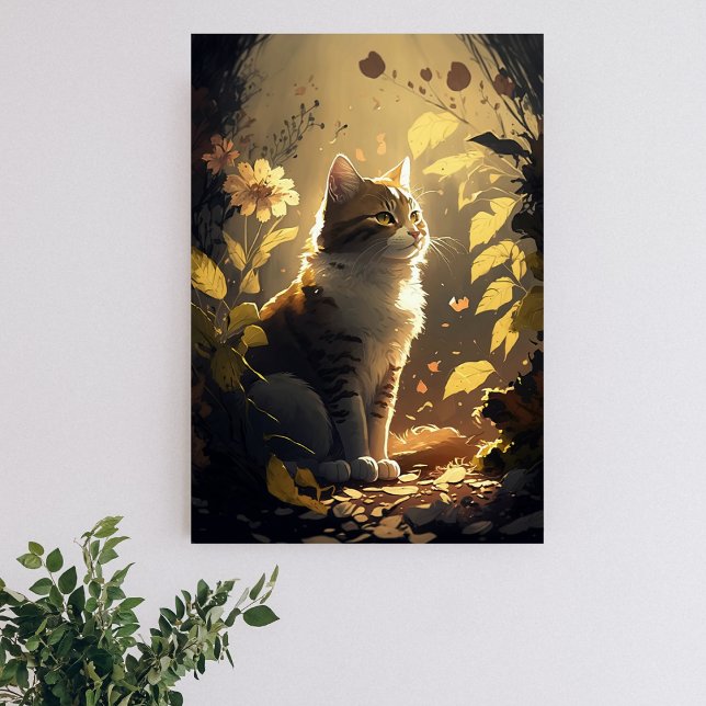 Cat Genießen Sie den Sonnenschein im Garten der Bl Poster (Von Creator hochgeladen)