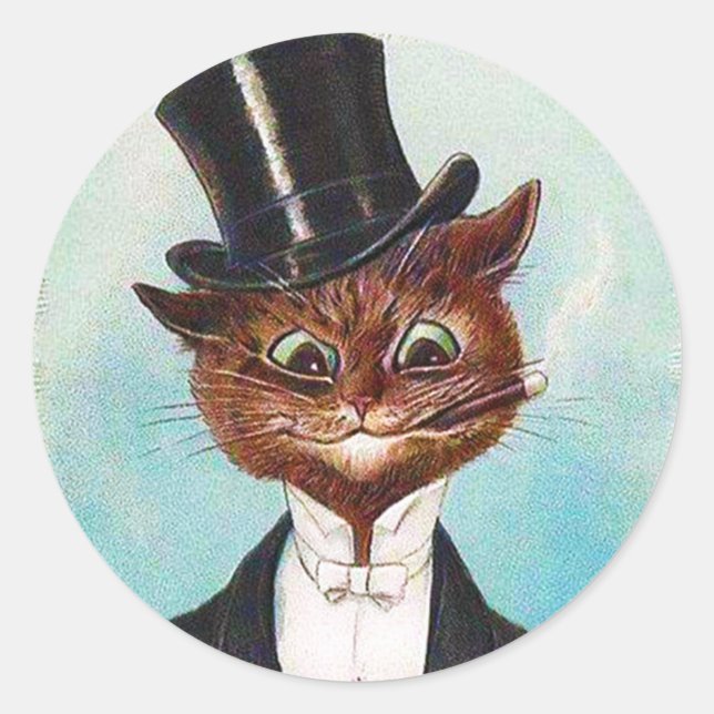 Cat Gentleman, Louis Wain Runder Aufkleber (Vorderseite)