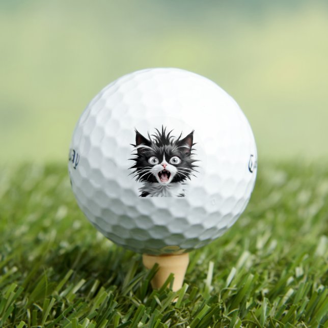 Cat-Gesicht Zeichnend Grafik-Golf-Ball-Set von 3,  Golfball (Insitu T-Shirt)