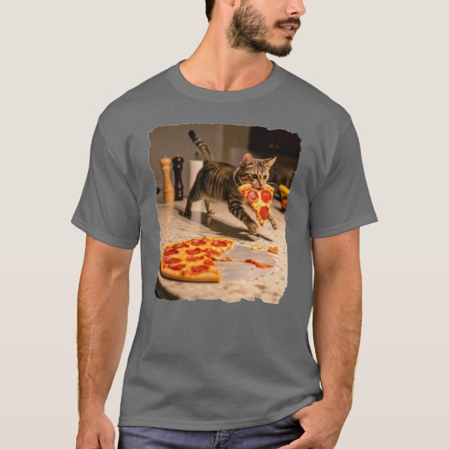 Cat gestohlen Pizza! T-Shirt (Vorderseite)