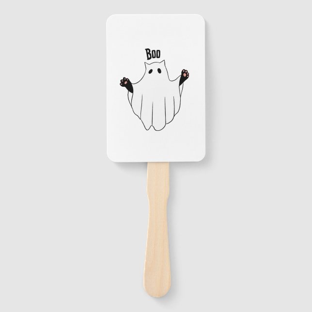 Cat Ghost Boo Halloween Funny Spooky Black Cat Fächer (Vorderseite)