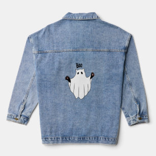 Cat Ghost Boo Halloween Funny Spooky Black Cat Jeansjacke