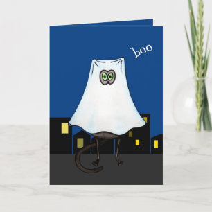 Cat Ghost Halloween Card - Anpassbar Karte