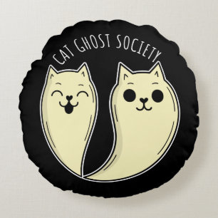 Cat Ghost Society Spooky Funny Pet Halloween Rundes Kissen