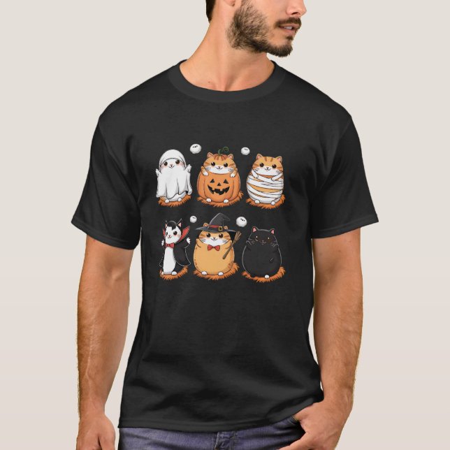 Cat Ghost Witch Boo Jee Vampire Mummy Pumpkin Cat T-Shirt (Vorderseite)