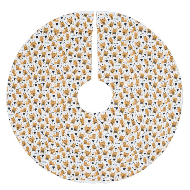 Cat Gift | Niedliches Katzenmuster Childisch Polyester Weihnachtsbaumdecke (Vorderseite)