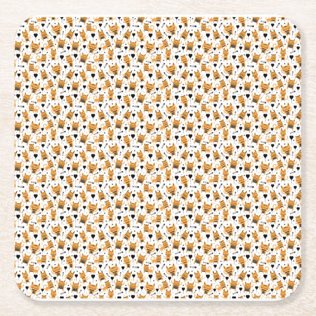 Cat Gift | Niedliches Katzenmuster Childisch Rechteckiger Pappuntersetzer (Vorderseite)