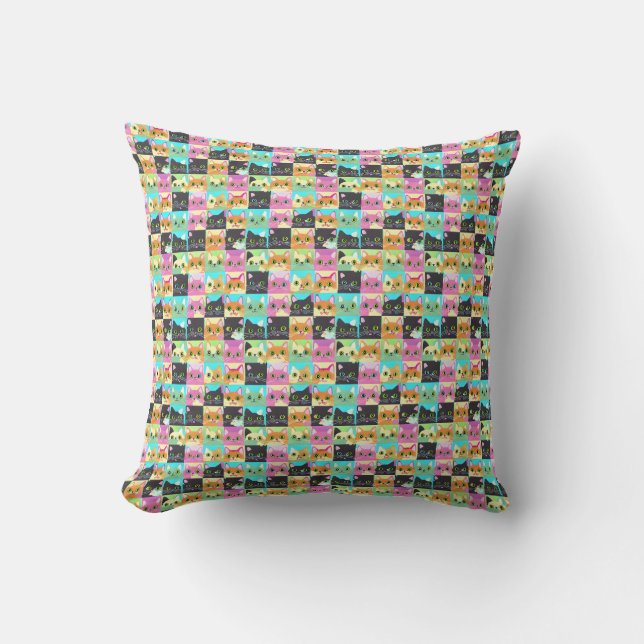 Cat Gift | Niedliches Kawaii Cat Pattern Kissen (Vorderseite)