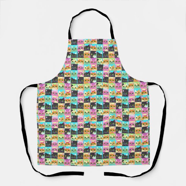 Cat Gift | Niedliches Kawaii Cat Pattern Schürze (Vorderseite)