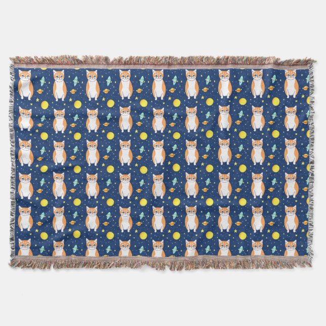 Cat Gift | Space Cat Pattern Graphic Decke (Vorderseite)