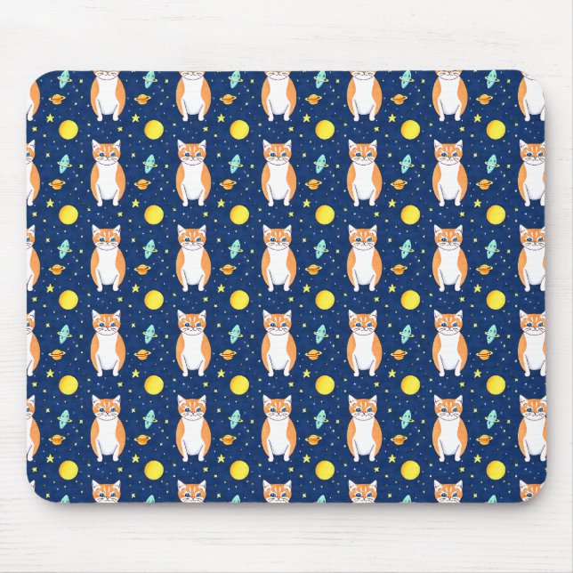 Cat Gift | Space Cat Pattern Graphic Mousepad (Vorne)