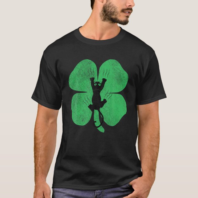 Cat Gift St. Patrick's Day Kleeblatt Clover Irish  T-Shirt (Vorderseite)