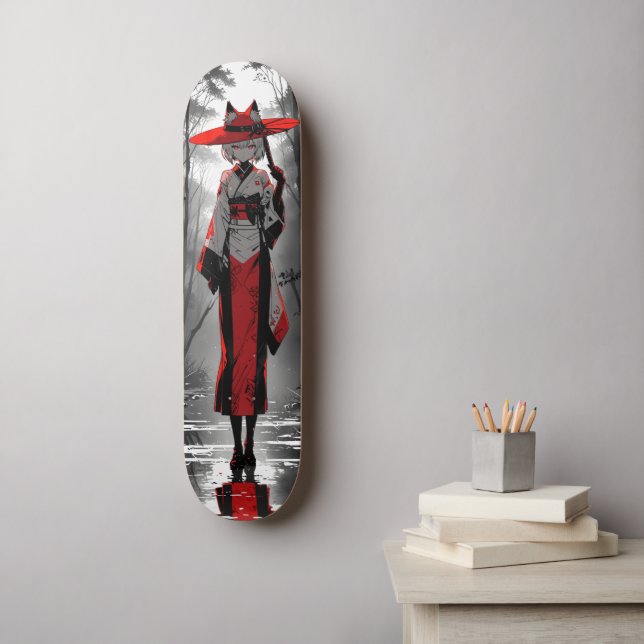 cat girl anime fan art skateboard (Wandkunst)