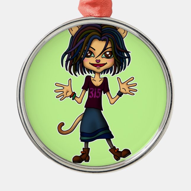 cat girl silbernes ornament (Vorne)