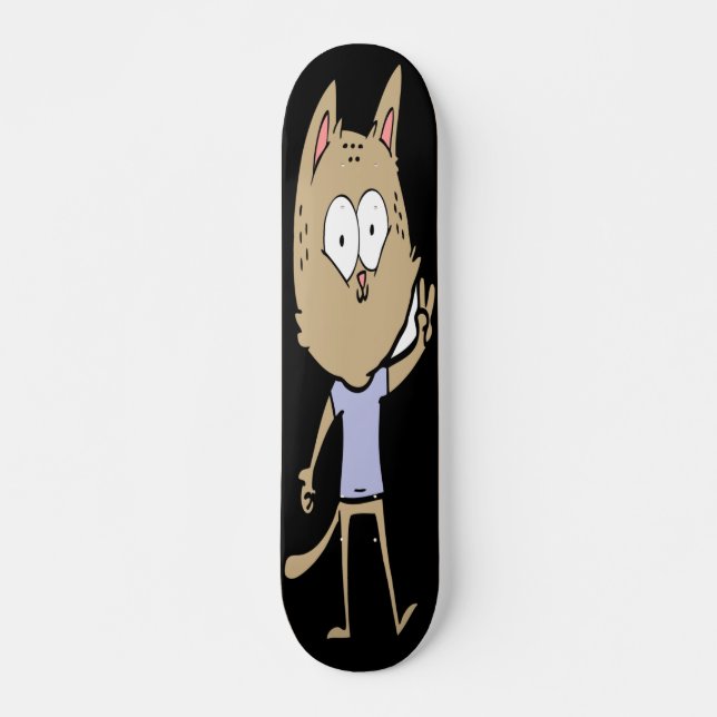 Cat Giving Peace Sign Skateboard (Vorne)