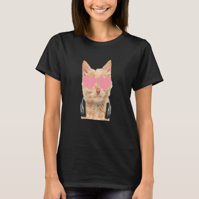 Cat Glasses Party Animal Colorful Cat Graphic T-Shirt (Vorderseite)