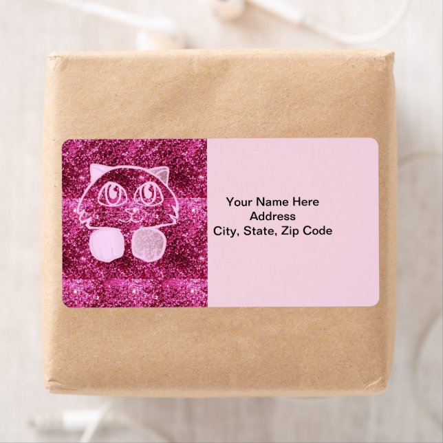 Cat Glitzer Rosa Labels (Insitu)