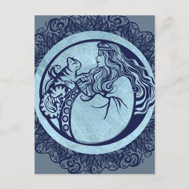 Cat Goddess Rose Postkarte (Vorderseite)