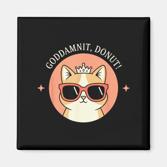 Cat - Godit, Donut! Sy Retro Cat Lover Design  Magnet (Vorne)